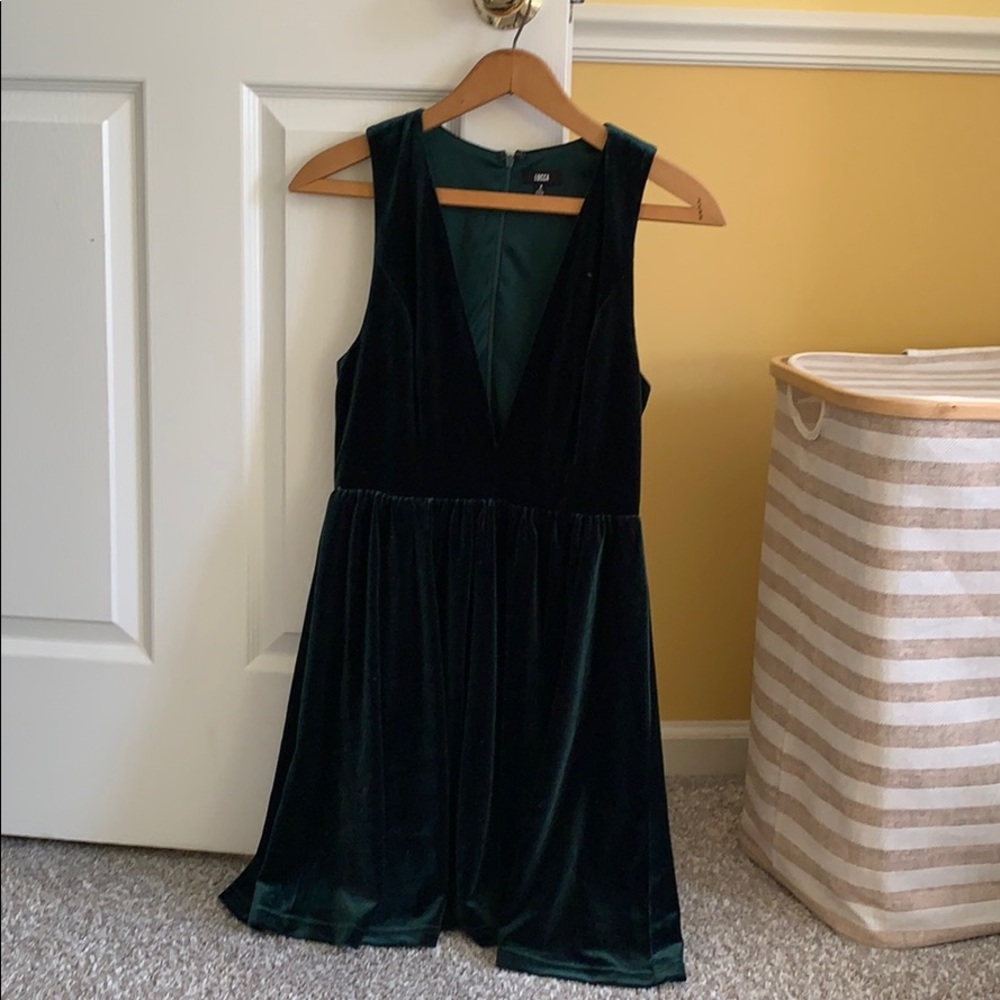 Green velvet dress